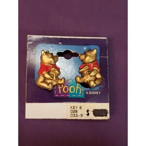 Vintage Disney Winnie the Pooh Clip On Earrings, RJ Design, Original Card